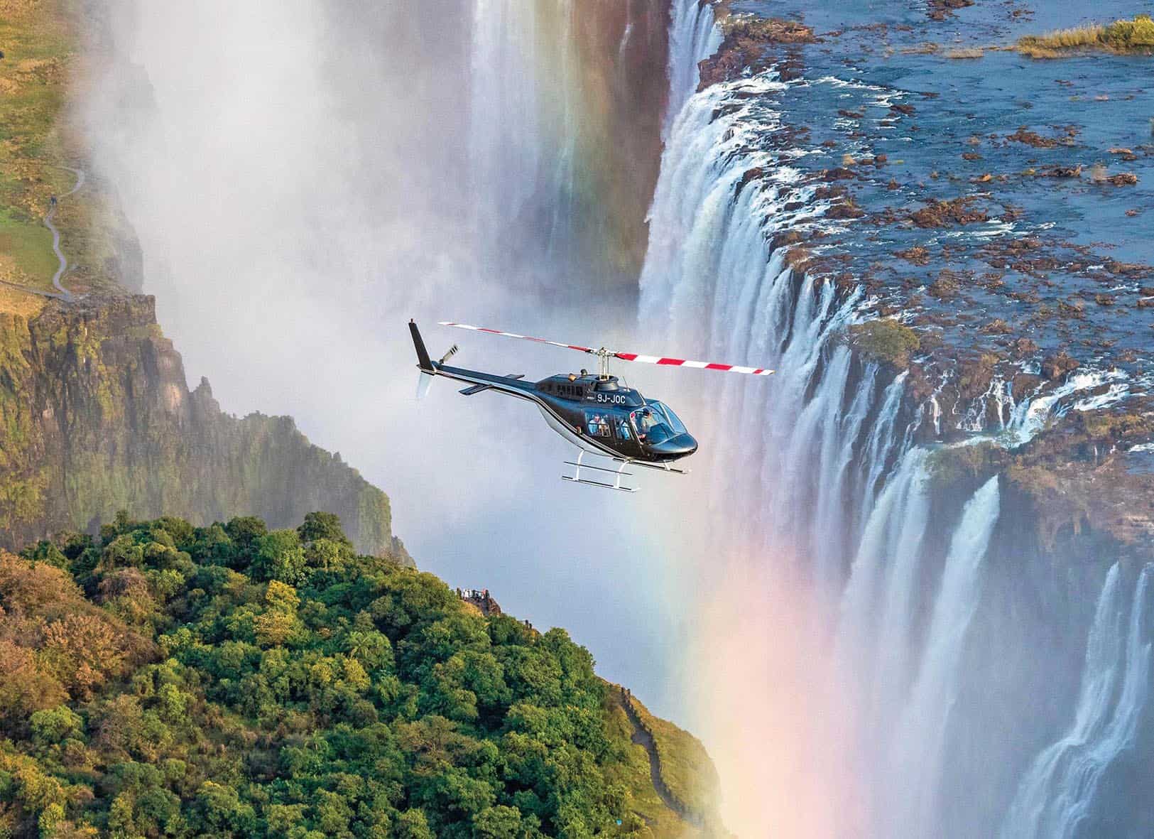 Helicopter flight of angels over Victoria Falls, Livingstone, Zambia